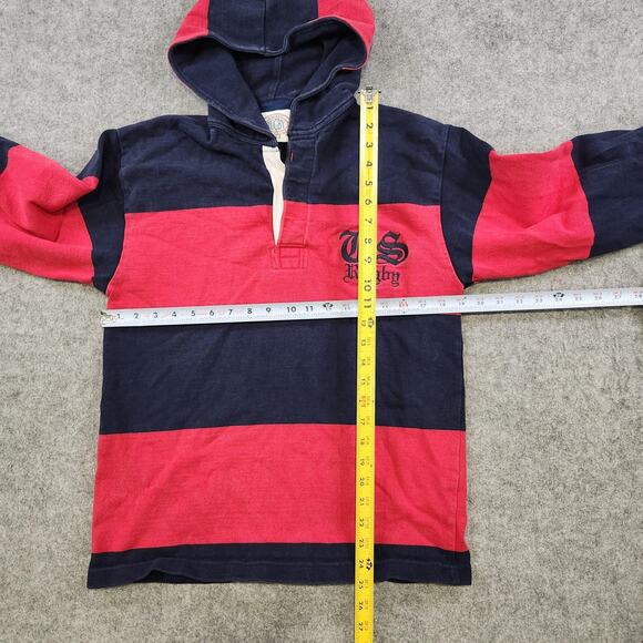 Vintage Halbro Rugby Pullover Hoodie Mens Small US Rugby Stripe Retro Sweatshirt - Picture 8 of 11